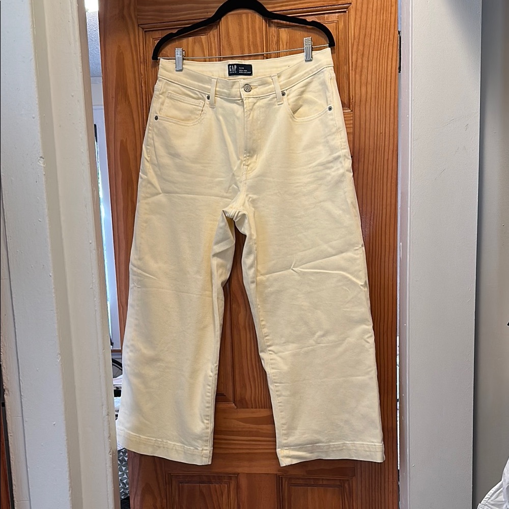 GAP Factory Butter Yellow High Rise Wide-Leg Crop Jeans Size 12/31